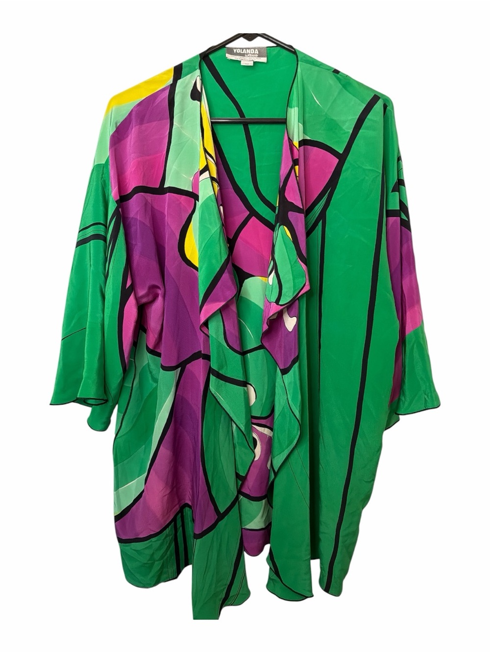 Vintage Yolanda Lorente hand-painted silk kimono jacket